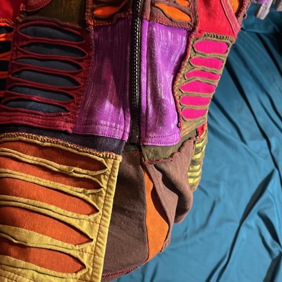 🌈Patched Multicolor zip hoodie sweatshirt jacket🌈 - Picture 3 of 6